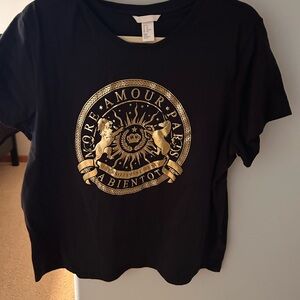 H&M Black Tee with Gold Graphic